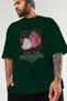 Pitaya Front Printed Green Oversize T-Shirt Men Women Cotton Crewneck Tshirt - 3