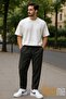 Black Men's Zaramodel Baggy Crepe Striped Trousers - 4