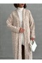 Women's Leopard Patterned Shawl Collar Maxi Size Knitwear Cardigan - 5