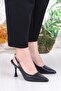 086-5047 Fls Closed Front Stone Buckle Detailed Open Back Heeled Shoes - 3