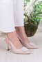 132-1333 Fls Satin Stone Buckle Detailed Open Back Closed Front Heeled Women's Shoes - 3