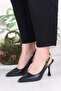 086-5047 Fls Closed Front Stone Buckle Detailed Open Back Heeled Shoes - 2