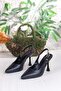 086-5047 Fls Closed Front Stone Buckle Detailed Open Back Heeled Shoes - 6