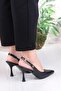 086-5047 Fls Closed Front Stone Buckle Detailed Open Back Heeled Shoes - 4