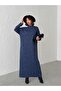 Women's Turtleneck Leopard Patterned Maxi Size Knitwear Dress - 6