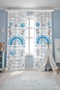 Blue Rainbow and Rabbits Patterned Children's Baby Room Background Curtain (Single Wing Pricing) - 2