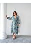 Floral Print V Neck Short Sleeve Summer Chiffon Dress - 5