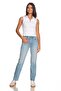Women's Stand Collar Half Zip Sleeveless T-Shirt - White - 3