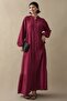 Casual Buttoned Brow Claret Red Dress - 6