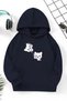 Unisex Navy Blue Children's Hooded Sweatshirt – Curious Paws, Printed Thick Fabric
