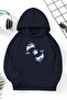 Unisex Navy Blue Children's Hooded Sweatshirt – Double Dolphin, Printed Thick Fabric