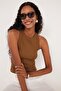 Women's Slim Fit Halter Neck Modal Fabric Brown Body Undershirt - 2