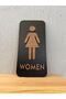 Wc Toilet Direction Sign Set of Two, 25X12 Cm, Black Background, Walnut Color - 4