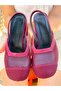 Beron Square Toe Bordo Fi̇le Suede Detail 5 cm Heel Sandals - 5