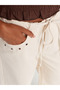 72026 100% Cotton Eyelet Detailed Denim Trousers-Ecru - 3