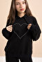 Black Heart Patterned Hooded Girl's Tracksuit Set 21253 - 7