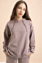 Brown Heart Patterned Hooded Girl's Tracksuit Set 21255 - 7