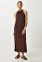 Summer Linen Dress with Wrinkle Effect Lgk0005 Brown - 2