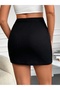 Women's Black Ribbed High Waist Mini Skirt - 6