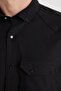 Men's Regular Fit Relaxed Fit Double Pocket Sports Collar Denim Black Shirt - 3