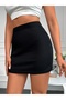 Women's Black Ribbed High Waist Mini Skirt - 4