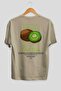 Kiwi Back Printed Beige Oversize T-Shirt Men Women Cotton Crew Neck Tshirt