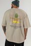 Pineapple Back Printed Beige Oversize T-Shirt Men Women Cotton Crew Neck Tshirt - 5