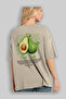 Avocado Back Printed Beige Oversize T-Shirt Men Women Cotton Crew Neck Tshirt - 3