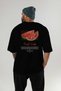 Watermelon Back Printed Black Oversize T-Shirt Men Women Cotton Crew Neck Tshirt - 5