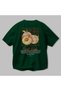 Peach Back Printed Green Oversize T-Shirt Men Women Cotton Crew Neck Tshirt - 3
