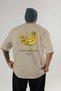 Banana Back Printed Beige Oversize T-Shirt Men Women Cotton Crew Neck Tshirt - 2