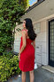 Red Short Cotton Summer Dress – Strap Tie-Up Unlined - 5