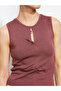 Gathered Women's Knitwear Undershirt with Window Detail - 6