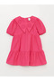 Fuchsia Shirt Collar Short Sleeve Embroidery Detail Baby Girl Dress - 3