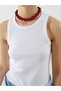 White Women's Crew Neck Plain Undershirt - 6
