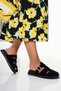 Women's Black Imported Buckle Detailed Slippers - 5