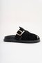 Women's Black Imported Buckle Detailed Slippers - 4