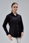 Black Cotton Satin Lycra King Striped Fabric and Button Detailed Slim Fit Women's Shirt - 2