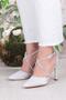 35693 Satin Cross Strap Piping Stone Heeled Evening Dress Shoes Women's Shoes - 2