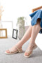 Ring Detailed Flip Flops Beige Skin Orthopedic Flat Sole Daily Comfortable Sandals