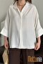 Women's Linen Buttoned Shirt |   Summer Comfortable Cut Patched Front Detailed Natural Fabric - 4