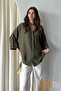 Women's Linen Buttoned Shirt |   Summer Comfortable Cut Patched Front Detailed Natural Fabric - 5