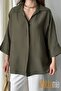 Women's Linen Buttoned Shirt |   Summer Comfortable Cut Patched Front Detailed Natural Fabric - 6