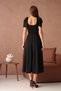 Women's Crepe Fabric Square Neck Bow Strap Detailed Midi Black Flared Evening Dress 77127 - 3