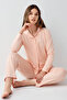 Women's Shirt Collar Pigment Printed Winter Regular Fit Orange Shirt Pajama Set Pc9117-S-V1