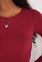 Women's Slim Fit Slim Fit Long Sleeve Crew Neck Back Detailed Burgundy Viscose Blouse - 3