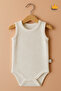 0-3 Years 100% Cotton Wide Strap 3-Piece Baby Badi Star Pattern Woven Baby Snap Body Ecru 1080 - 3