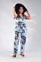 112146, Women's Plus Size Floral Print Jumpsuit Blue
