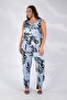 112146, Women's Plus Size Floral Print Jumpsuit Blue - 4