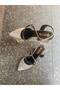 Gray Outer Material Shiny Band Thick and Low Heel Women's Shoes
